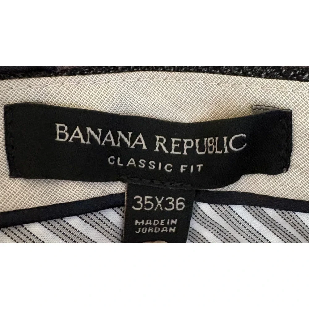 Banana Republic Classic Fit Dark Charcoal Flannel Wool‎ Blend Dress Pants 35x36